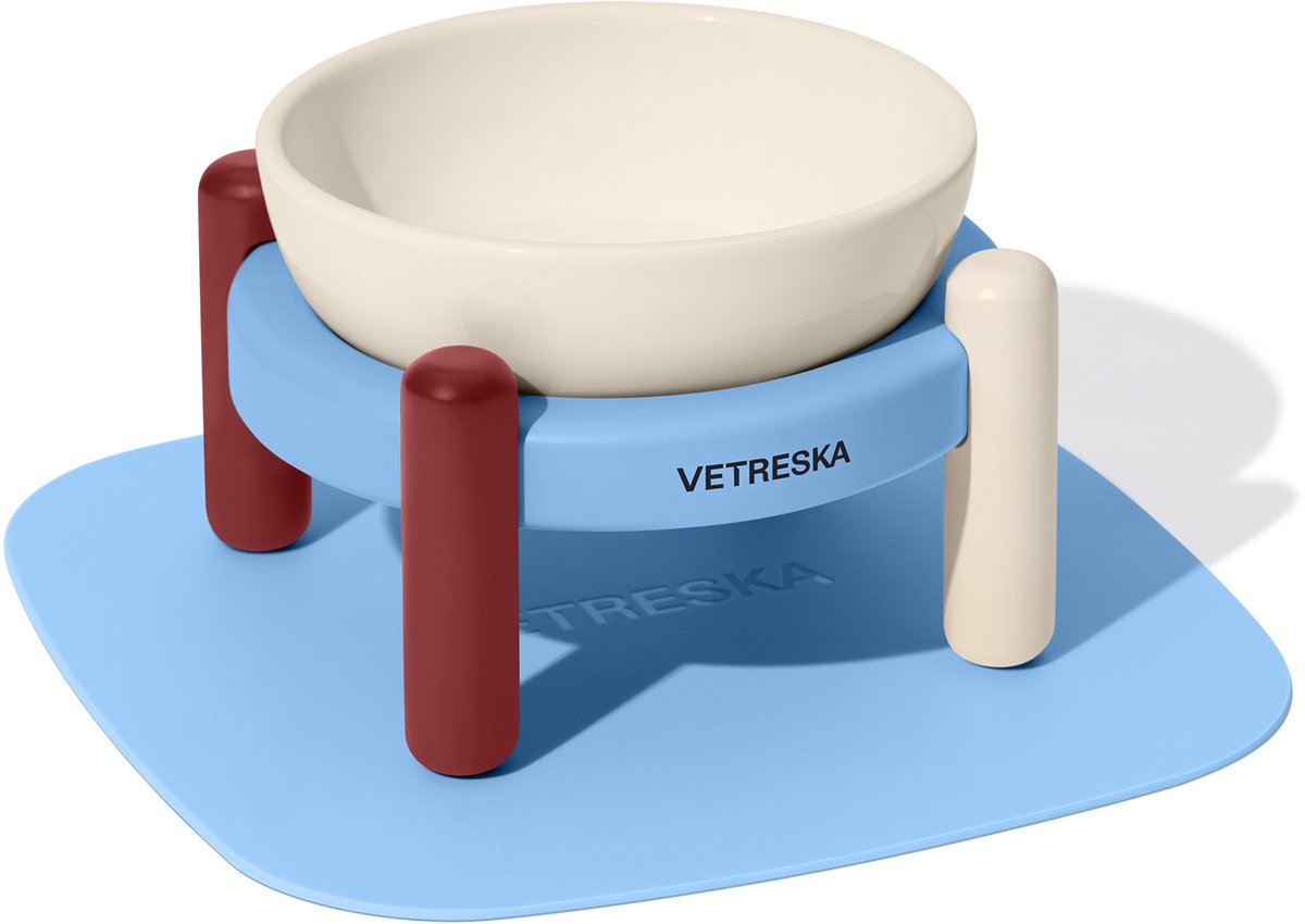 VETRESKA Mist and Merlot Keramische Voerbak & Mat Set (S) – Stijlvol Design – Vaatwasserbestendig