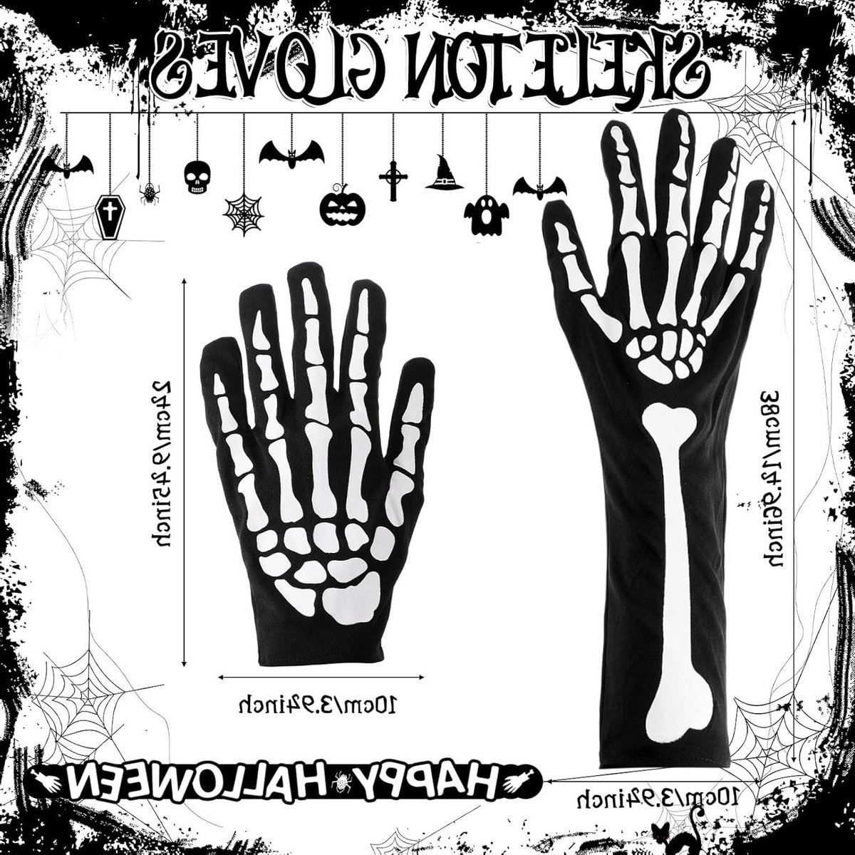 Halloween kostuums decoratieve handschoenen voor maskers en skeletten - set van 4 unieke accessoires voor feestdecoratie
