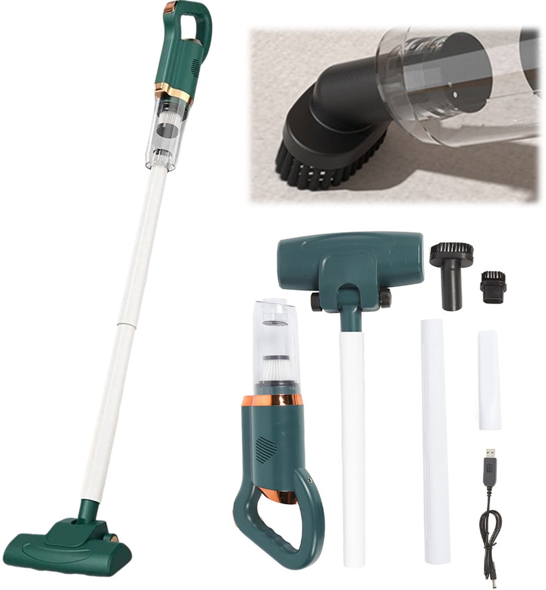 Draadloze Stofzuiger - 8500 Pa Zuigkracht - Steelstofzuiger - 75 W - 1500 Mah Lithiumbatterij - 700 ML Stofreservoir - Draadloze Handstofzuiger voor Thuisgebruik - Groen – foto 4