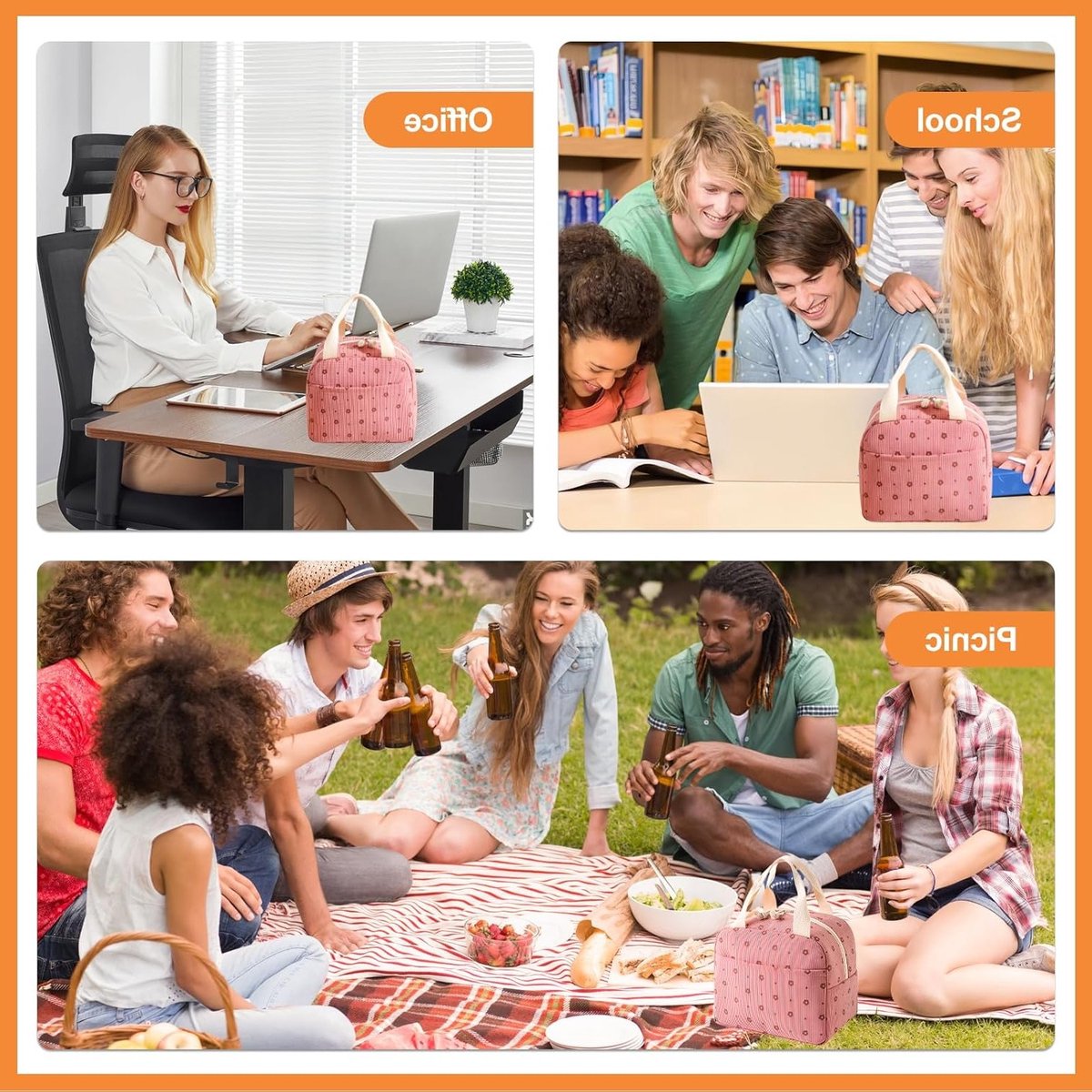 Thermal Lunch Bag - Kleine Geïsoleerde Lunchtas - Cooler Bag voor Vrouwen - Draagbare Lunchtas - Thermische Tas voor Voedsel - Kleine Koeltas voor Maaltijden - School - Kantoor - Picknick — cadeau in Cadeau-ideeën - foto 5