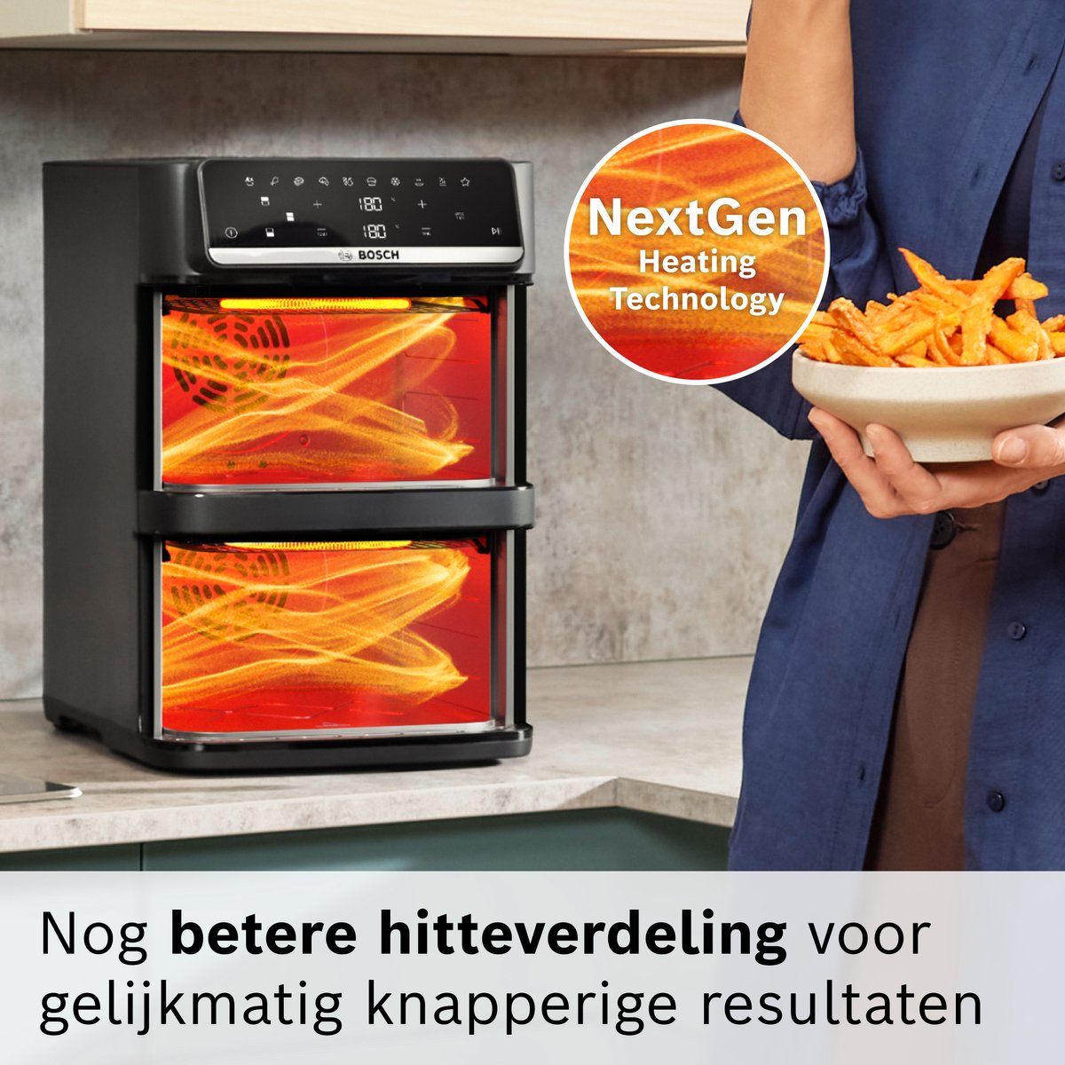 Bosch MAFD661B0: 12L dubbele airfryer voor gezinnen thumbnail 2