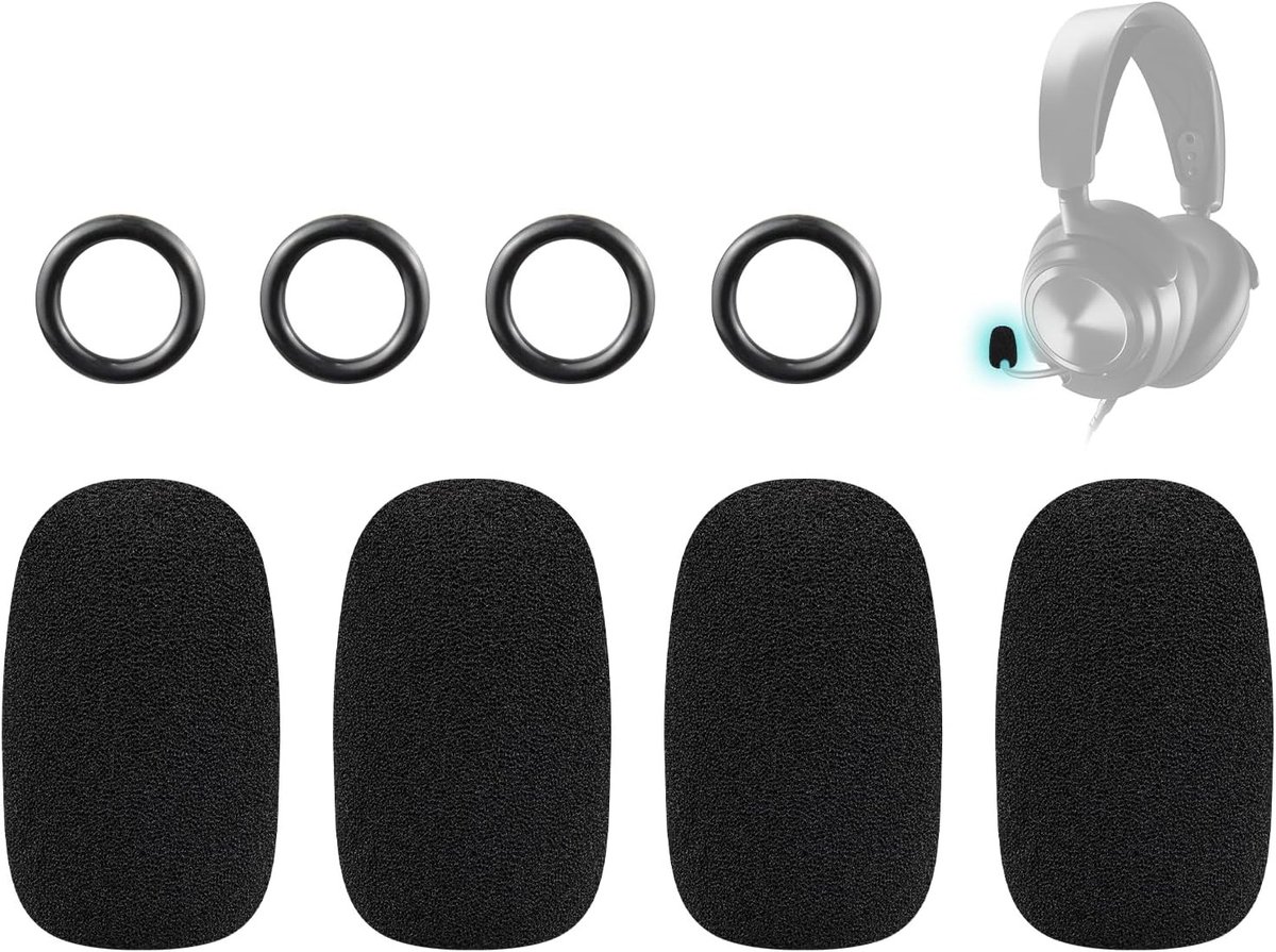 4 Stuks Beschermende Microfoon Schuimhoes Popfilter voor Steelseries Arctis Hoofdtelefoons, Geluidsisolatie, Windscreen en Microfoon Accessoires