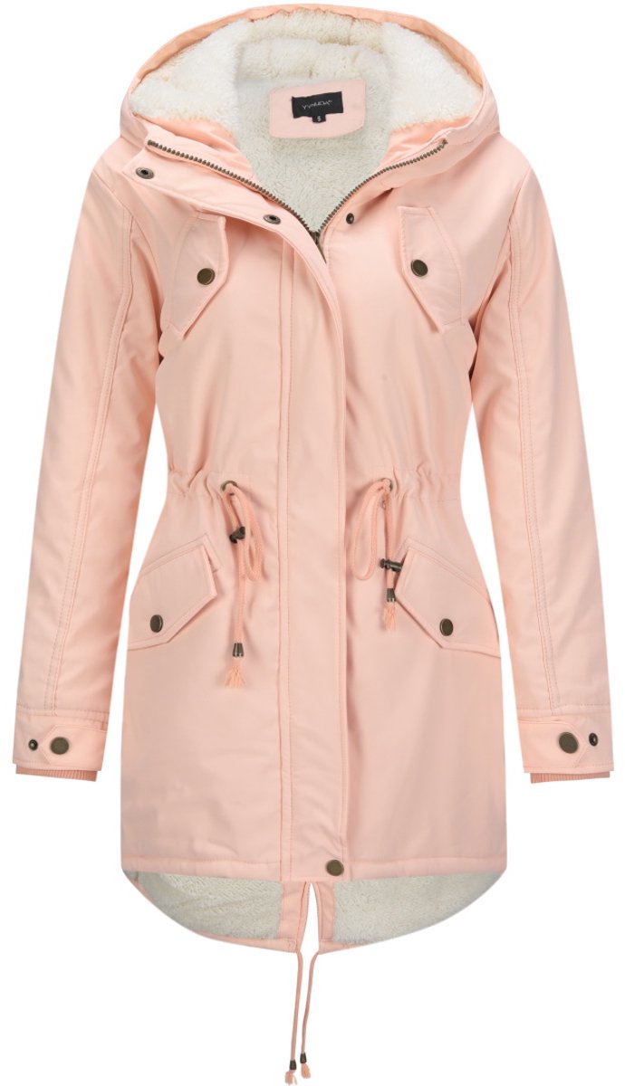 YYNUDA Dames Capuchonjas met Fleecevoering en Trekkoord Riem - Drukknopen op de Manchetten - 2XL