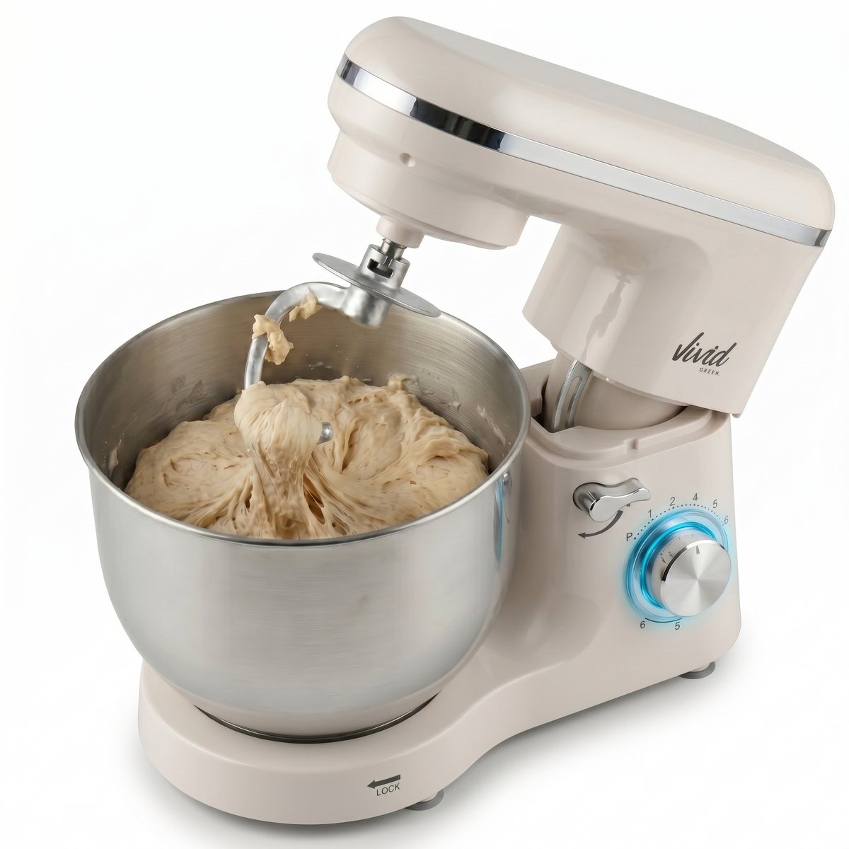 Vivid Green 2000W Keukenmachine - Keukenrobot - 6.2L - Keukenmixer - Mixer met Mengkom - Creme