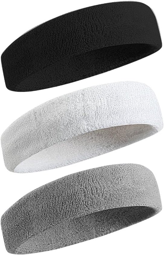 Zweetbanden Sporthaarband voor Mannen & Vrouwen – Vochtafvoerende atletische haarband van katoenen badstof voor tennis, basketbal, hardlopen, sportschool en training