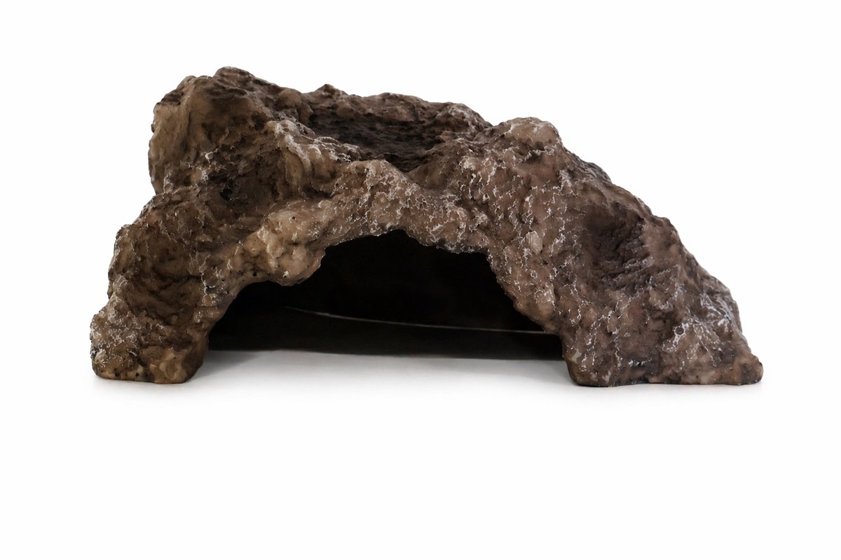 Aquarium Decoratie Schuilgrot - Natuurlijke Rotsgrot voor Vissen, Axolotls en Reptielen - Terrarium Decoratie - 26 cm