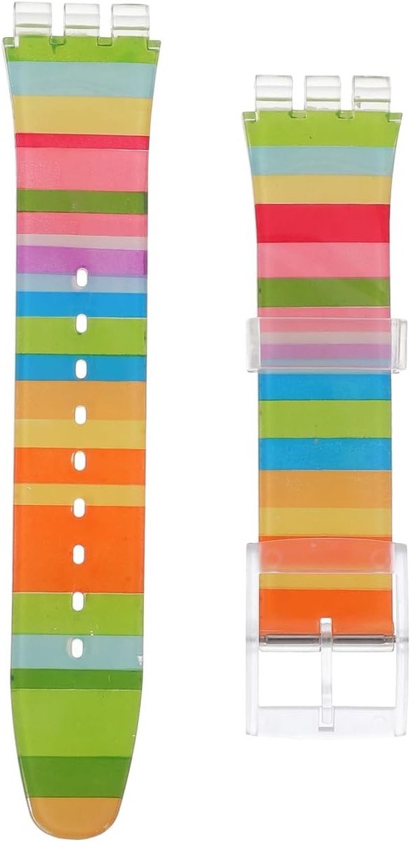 19mm Regenboog Siliconen Horlogeband Vervangingsband voor Sporthorloge met Installatietool Geschikt voor Swatch
