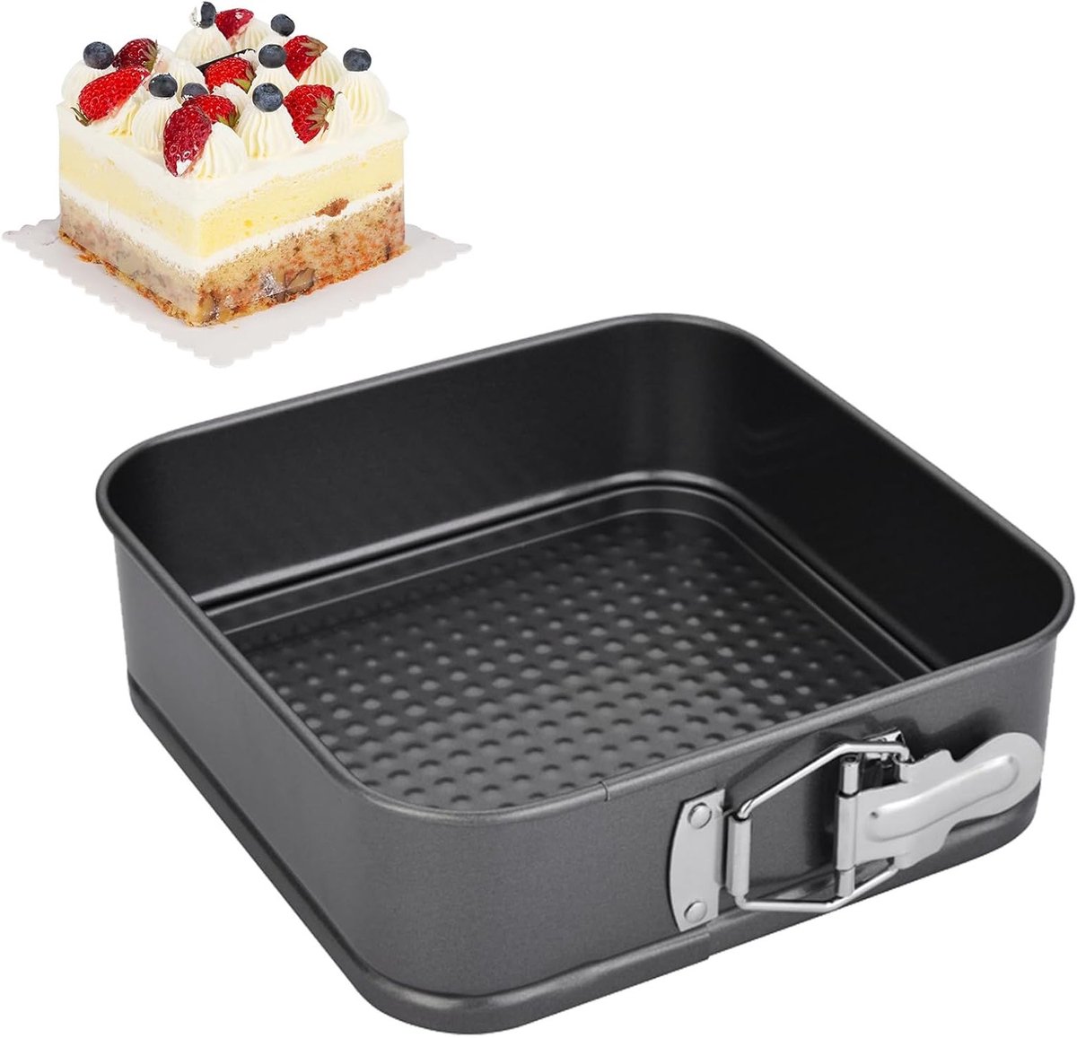 Vierkante Bakvorm 22 x 22 x 6,5 cm - Antiaanbak Cakevorm voor Taarten, Bakwaren en Gebak