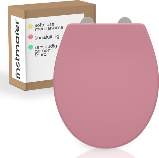 Abattant de toilette rose avec couvercle, marque instmaier, avec mécanisme softclose, fermeture rapide et facile à installer. Emballage inclus.
