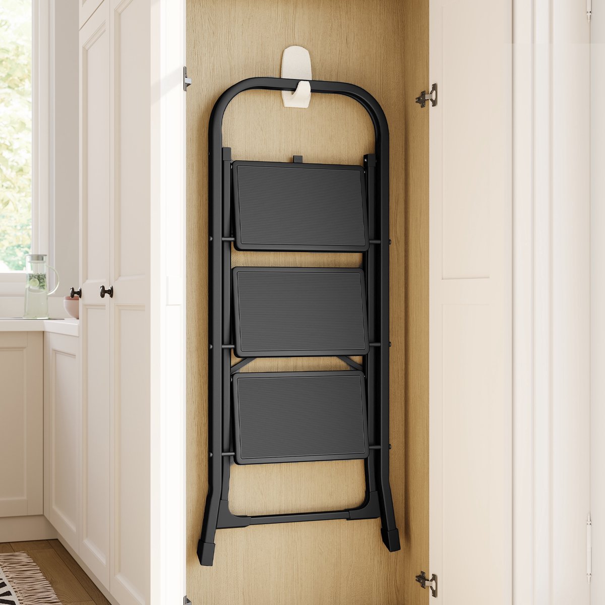 SONGMICS - Ladder - Drieladige Opvouwbare Huishoudtrap - Met Klapbeveiliging - Belastbaar tot 150 kg – foto 6