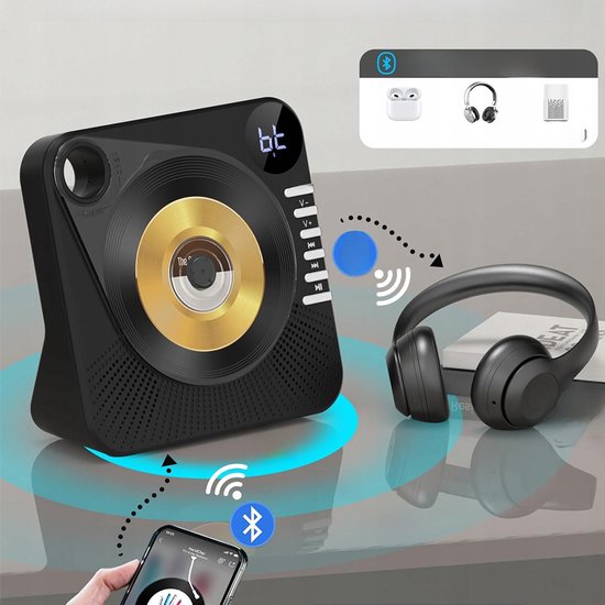 CD-speler - Draagbare Bluetooth-luidspreker - 4000mAh Batterij & Bluetooth 5.0 - Transparant Schuifdeksel & Afstandsbediening - Slaaptimer & Herhaalfunctie - Voor Thuis & Onderweg van Merkloos — afbeelding 2