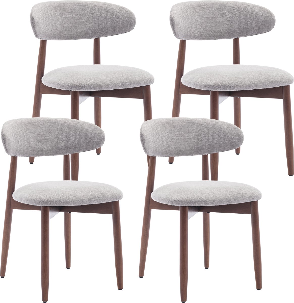 COLAMY Houten eetkamerstoelen - set van 4 - Moderne met stof beklede keukenstoelen - Boerderij eetkamerstoel- lichtgrijs