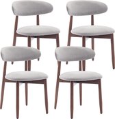 COLAMY Houten eetkamerstoelen - set van 4 - Moderne met stof beklede keukenstoelen - Boerderij eetkamerstoel- lichtgrijs