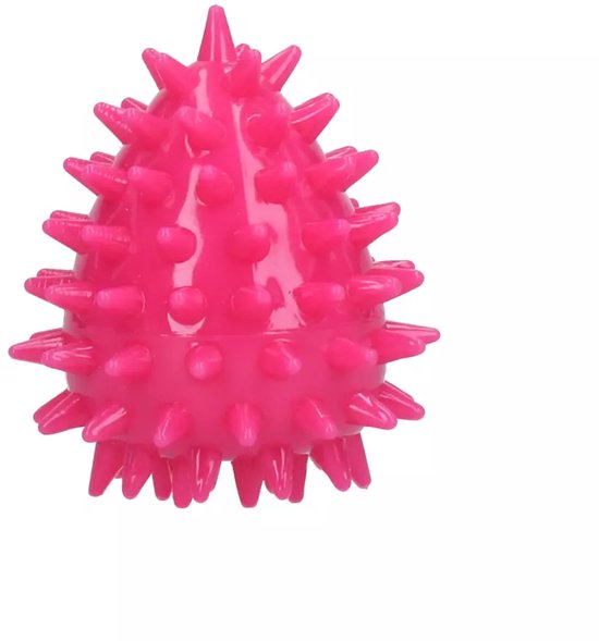 Roze speelbal met nopjes en stekels, ideaal voor honden.