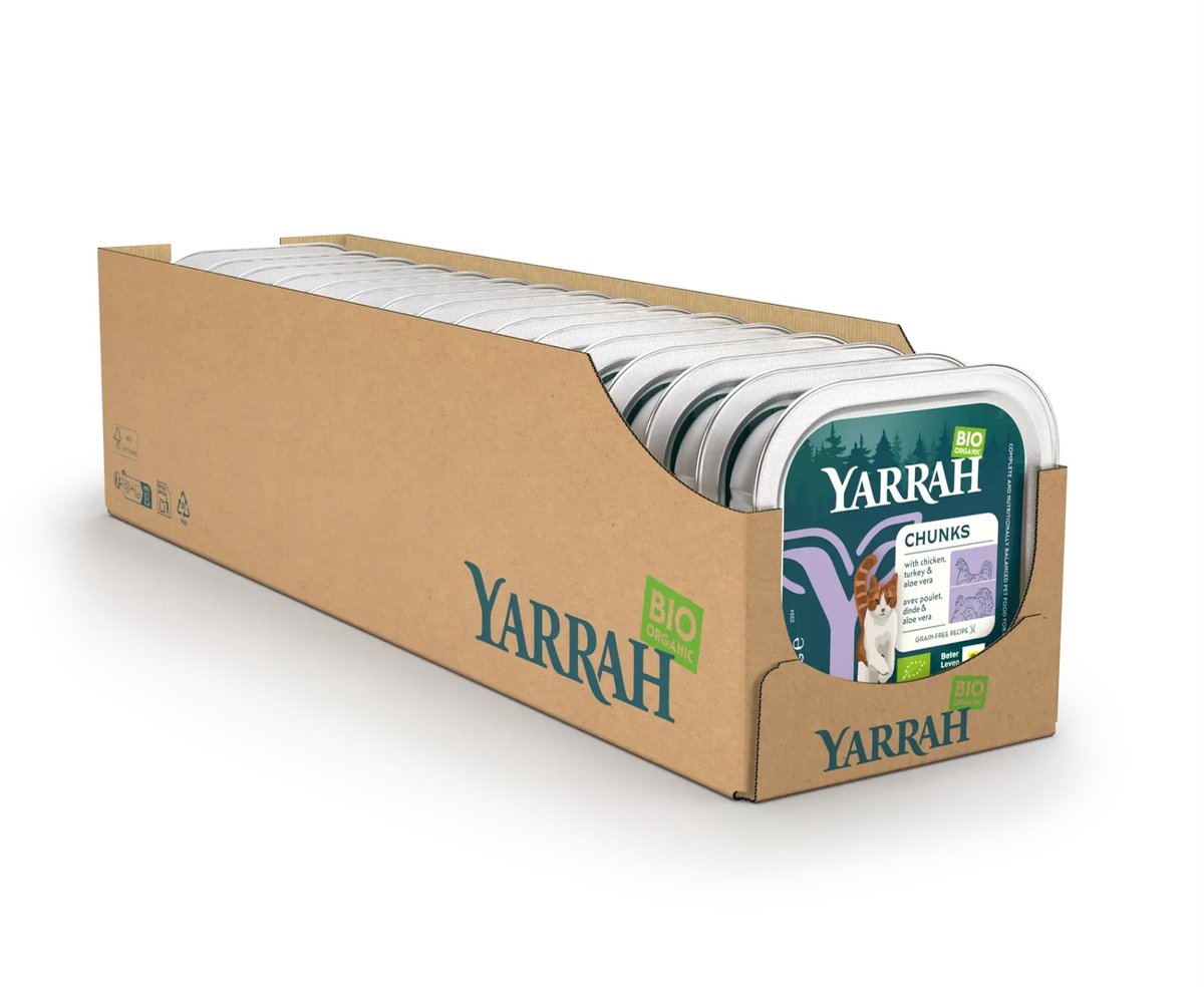 Yarrah Yarrah bio cat alu chunks met kip / kalkoen - 16x100 gr NL-BIO-01