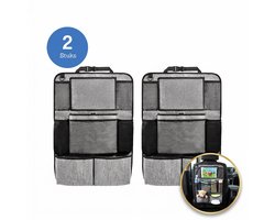 DIVERZA Autostoel Organizer - Organizer Auto - Autostoel organiseren voor Kinderen en Baby - Ipad en Tablet houder - Set van 2 - Grijs