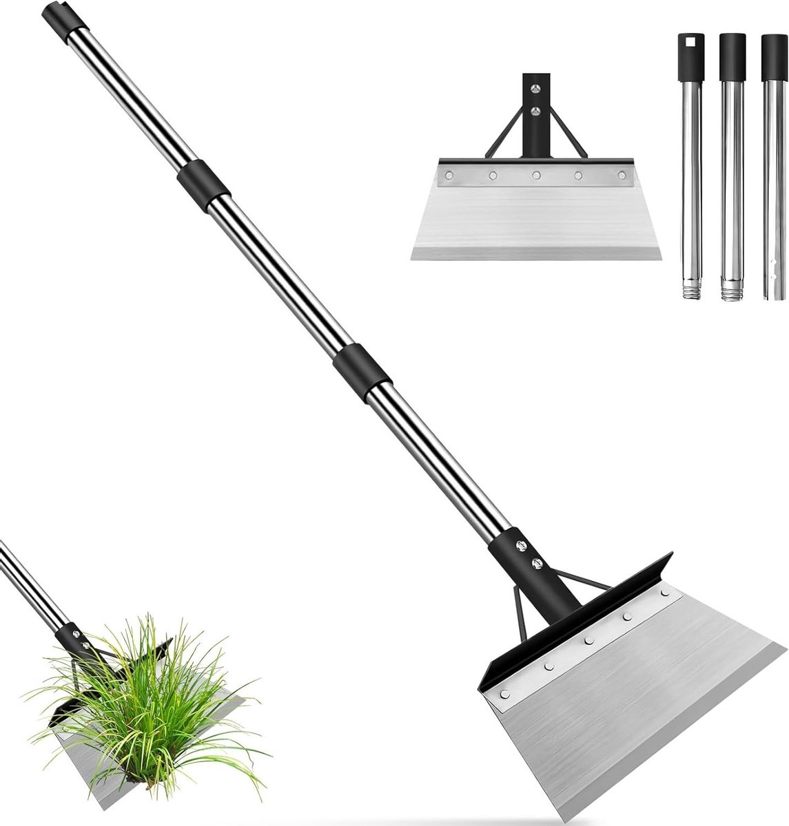 Multifunctionele Tuinschep 120 cm met Handvat, RVS Onkruidschraper voor Terras, Verstelbare Tuinwerkzaamheden en Tuingereedschap voor Onkruid en Mos