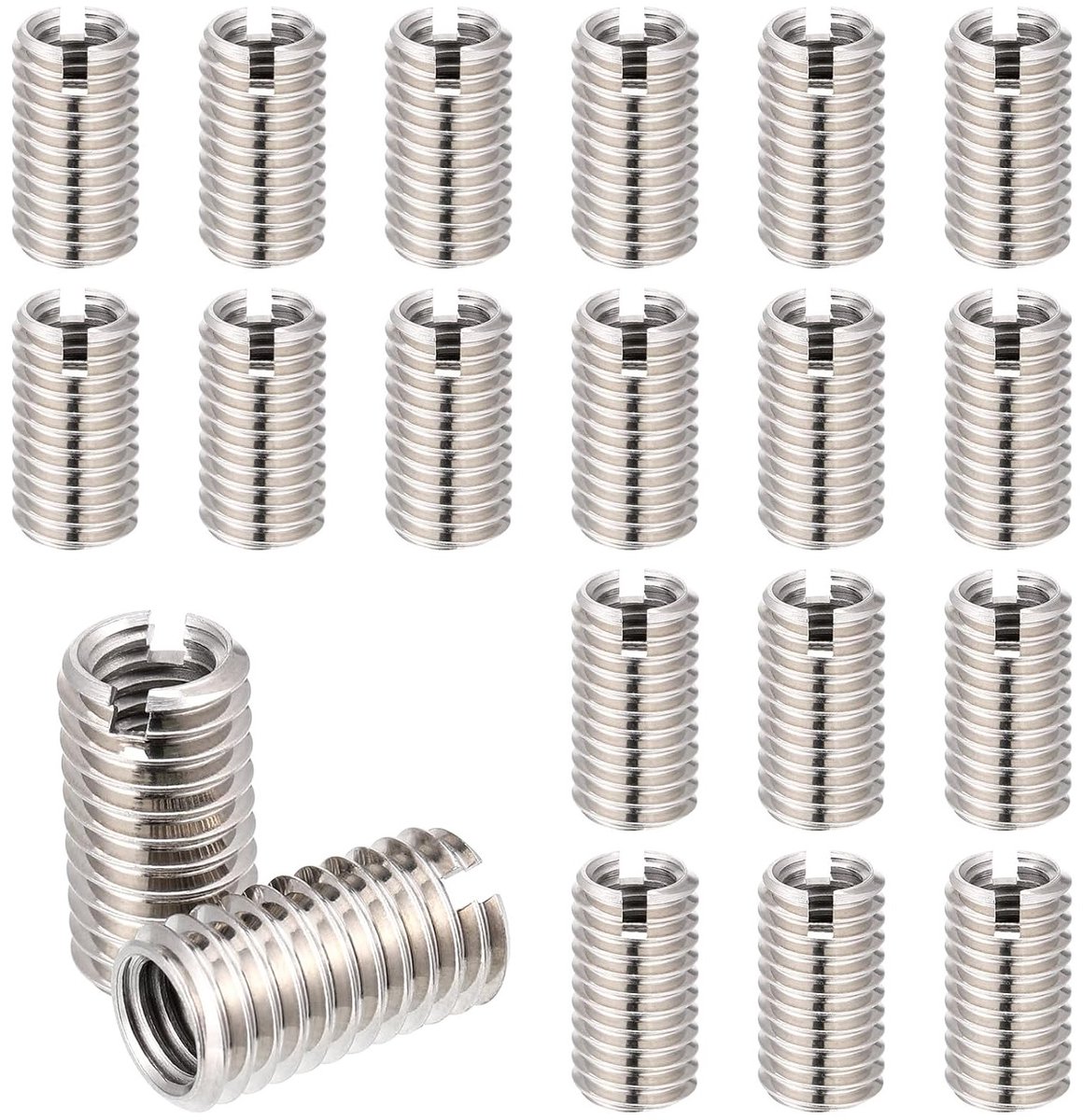 Draadadapters Hulzen - Schroefdraad Reducer - Schroefdraad Repareren - Roestvrij Staal - M6xM8 20 stuks - Zilver