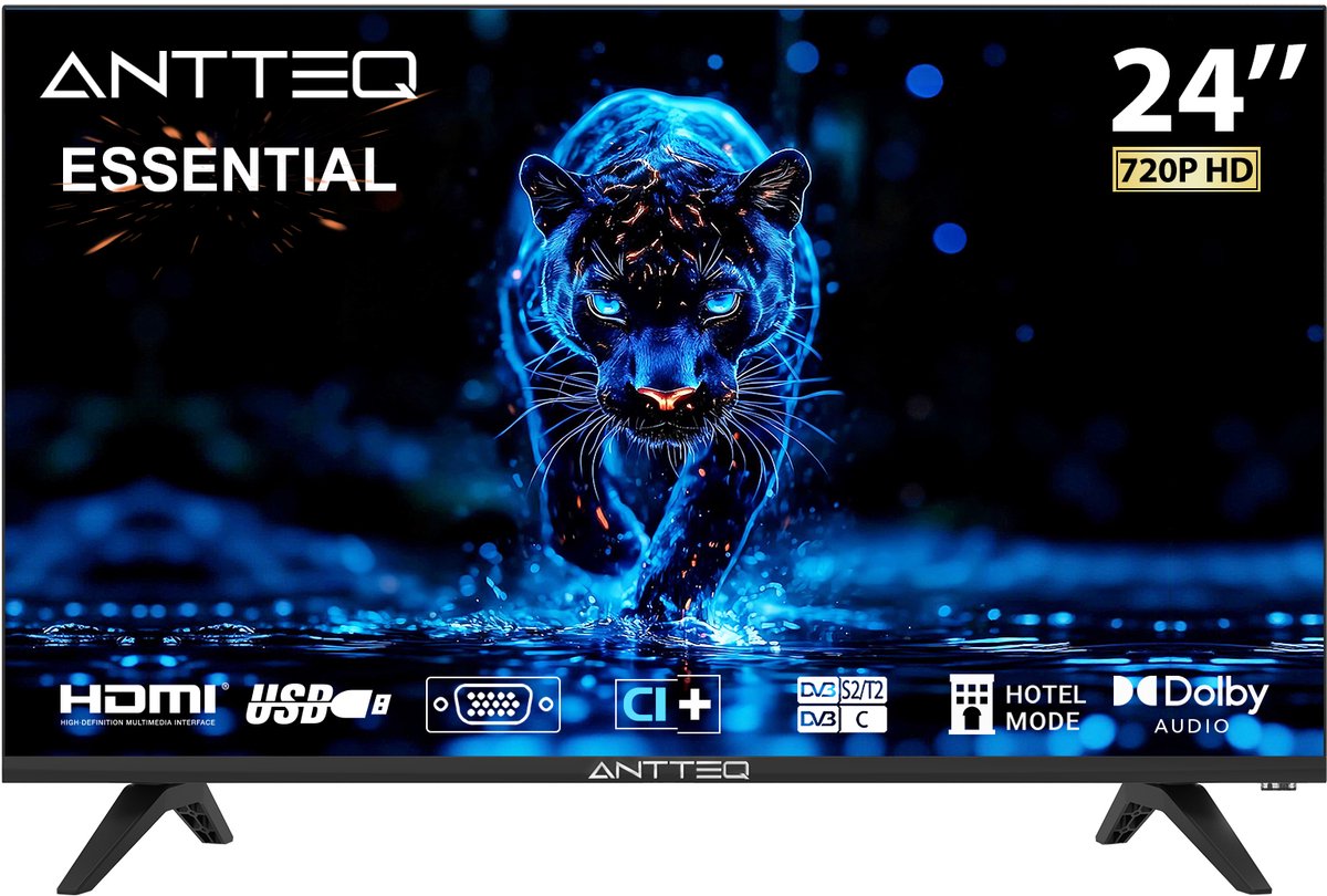 ANTTEQ AE24H5-Q1 - 24 inch (60 cm) HD LED TV - Triple Tuner (DVB-S2/T2/C) - Hotelmodus - Dolby Audio