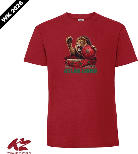 Lions de l'Atlas - T-shirt Unisexe - S - Rouge - Maroc - Coupe du Monde de Football 2026 - World Cup Football