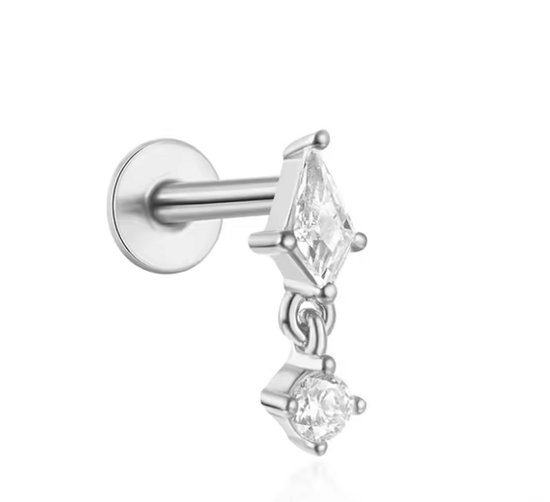 Maevi® Piercing d'oreille - Couleur : Argent - Taille : 12 x 6 MM - Titane - Tragus / Cartilage / Hélix / Conch - Piercing d'oreille - Bijou de piercing - Haute qualité - Piercing labret - Bijou de luxe - Boucles d'oreilles