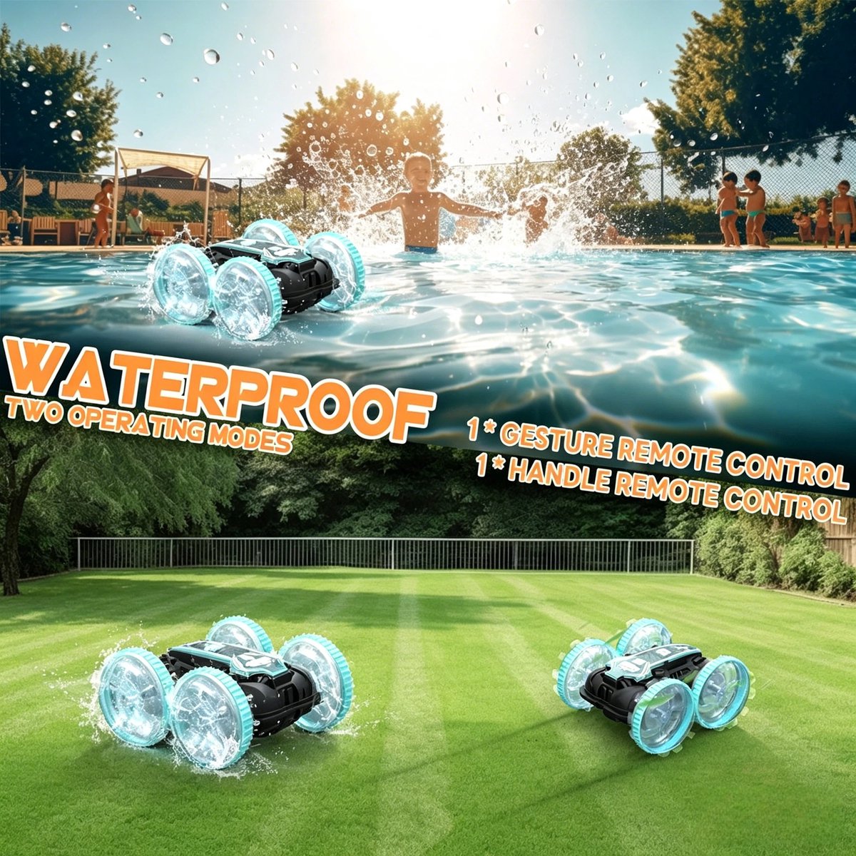 Korffe Bestuurbare Auto - RC Auto - Waterdicht – Rc voor Buiten - Race Auto Afstandsbestuurbare – Met Extra Accu-Buitenspeelgoed — afbeelding 4
