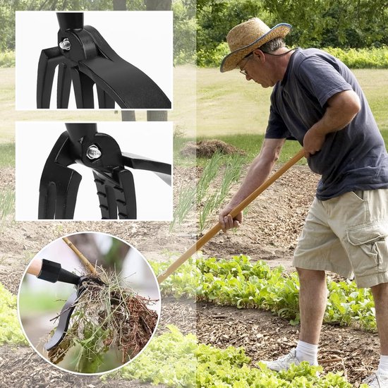Onkruidtrekker - Onkruidsteker - Onkruid Verwijderen - Staande Onkruidtrekker Met 4 Klauwen - Onkruid Verwijderen - Handmatig Onkruidverwijderaar - Gereedschap voor Tuin / Patio / Achtertuin - Zwart van Merkloos	 — afbeelding 2
