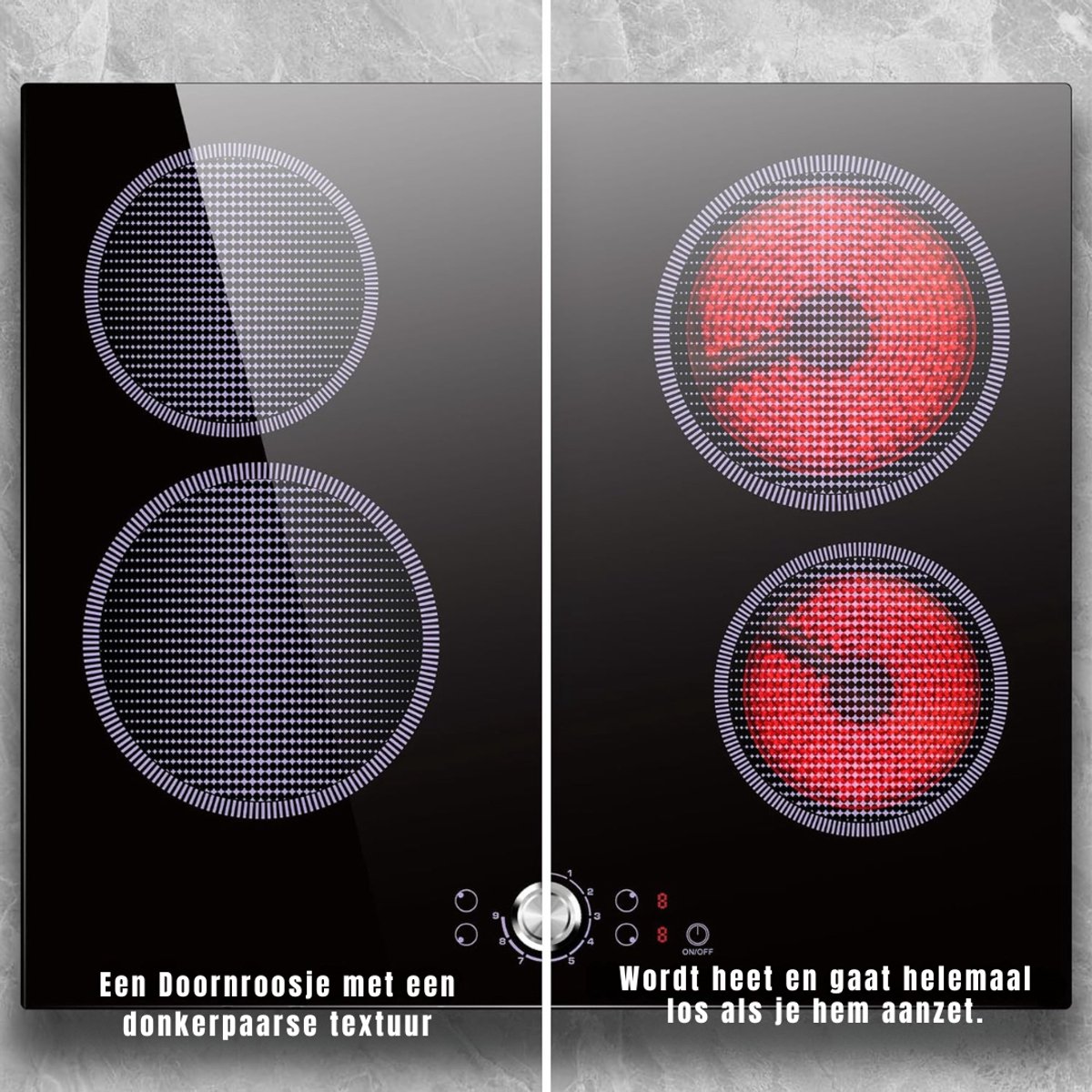 RUX® Elektrische Kookplaat 4 Pits - Elektrische Fornuis - Elektrische Kookplaat Vrijstaand - 4 Kookzones - Kinderslot - Zwart - 52cm x 59cm x 5cm