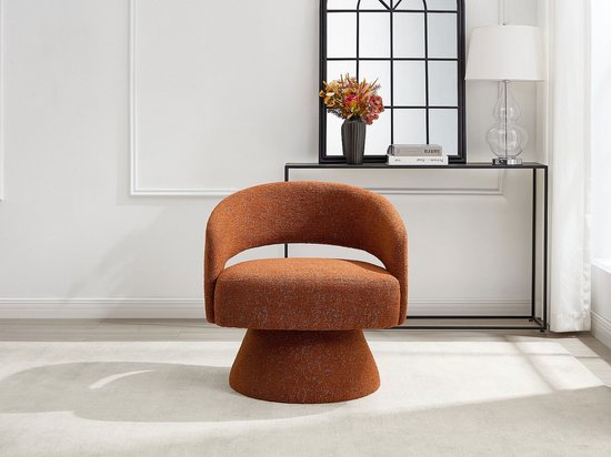 Vente-unique Draaibare fauteuil in terracotta chenille stof - FEDOTE