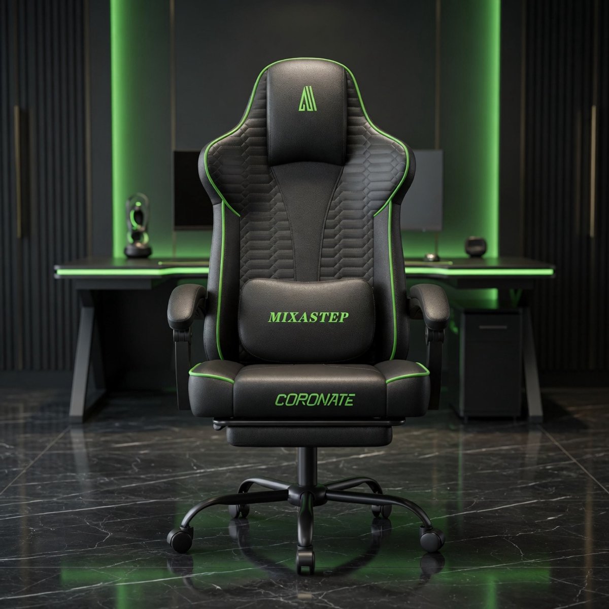 Mobili Bella Ergonomische Gamingstoel met Voetensteun – Bureaustoel In Hoogte Verstelbaar en Kantelbaar 90–135° – Extra Breed Zitkussen 51 cm – Ergonomische Lendensteun – Belastbaar tot 150 kg – PU Kunstleer