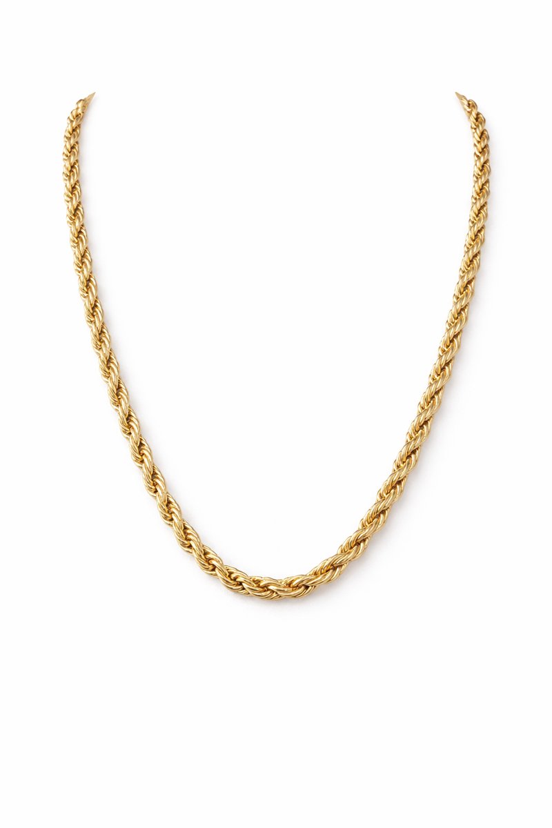 AVENIR25 - Koningsketting/Touwketting - Goudkleurig - 70cm/6mm - Heren/Dames - RVS