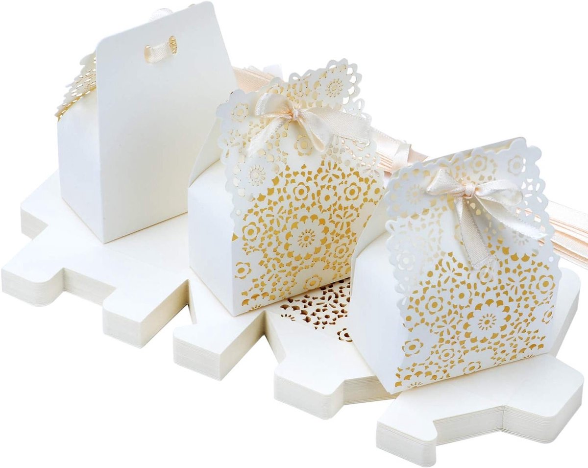 30PCS Holle Papieren Candydozen voor Trouwen, Feestjes en DIY Cadeauverpakking met Bloemenpatroon