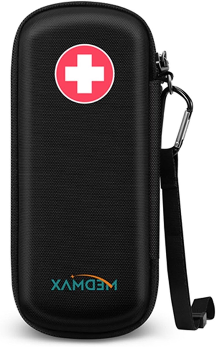 Reisorganizer voor EpiPens en Astma-inhalers, Harde Bescherming, Compact Medicijnetui voor Allergiemedicatie, Zwart