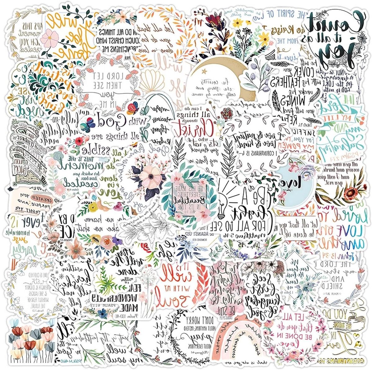 100 Stuks Inspirerende Bijbelstickers - Waterdichte Vinyl Stickers voor Scrapbooking, Dagboeken en Auto's voor Jongeren en Volwassenen