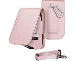 Beschermhoes voor Freestyle Libre 3/2/Reader, PU Leer, Draagbare Opbergtas voor Diabetici met Afneembare Trekkoord, Roze Goud