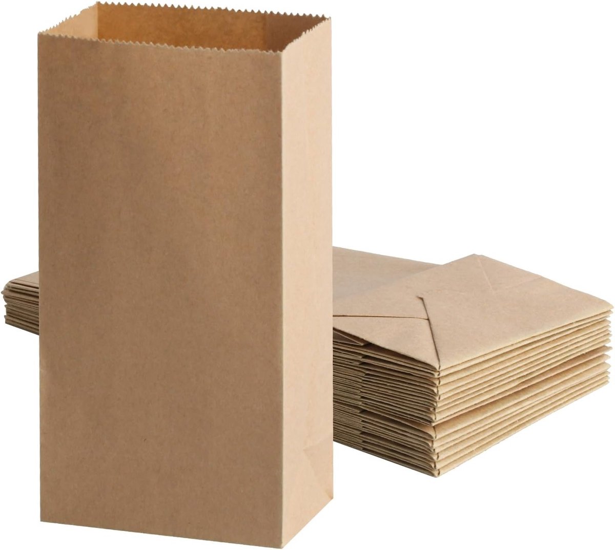 50 Stuks Bruine Papieren Tassen 9.5x5.5x18cm, Cadeautassen voor Verjaardagen, Feestelijke Tassen, Milieuvriendelijke Kraft Papieren Tassen, Ideaal voor Trouwen en Evenementen