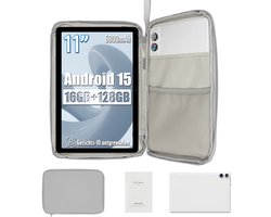 kotsren 11 Inch Tablet - Android 15 Tablets - 16GB RAM+128GB ROM - 6800mAh - 5G WIFI - Kindertablet Met Tablet Hoes Sleeve - Wit