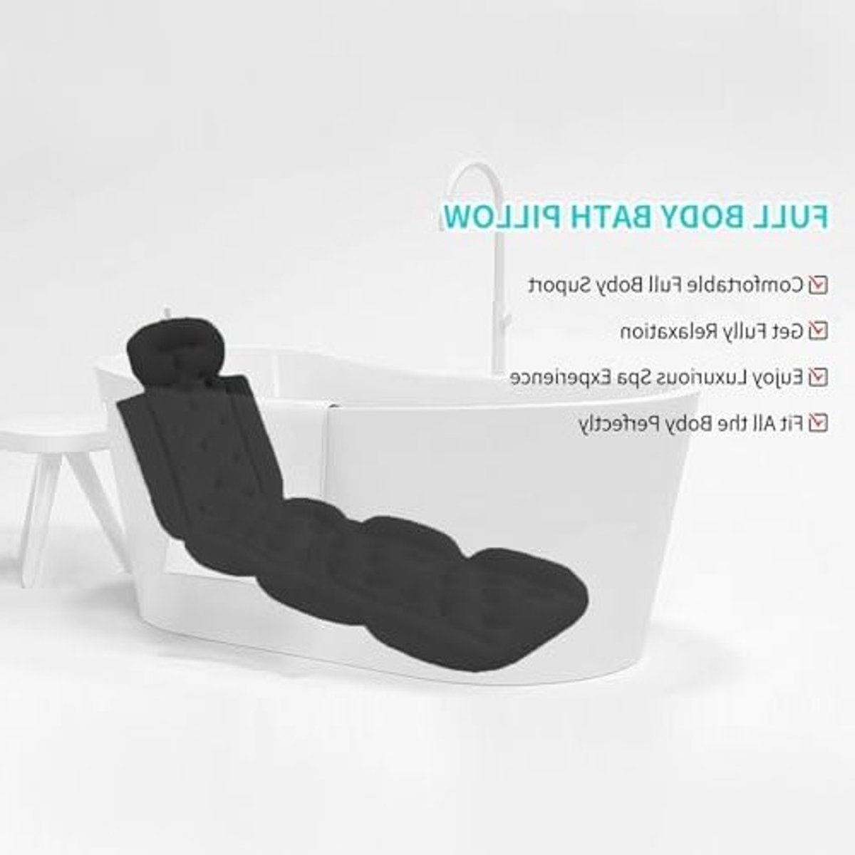 Ergonomisch Badkussen voor Volledig Lichaam, Antislip Design, Ideaal voor Ontspanning en Comfort in Badkuip, Zacht en Ademend Materiaal