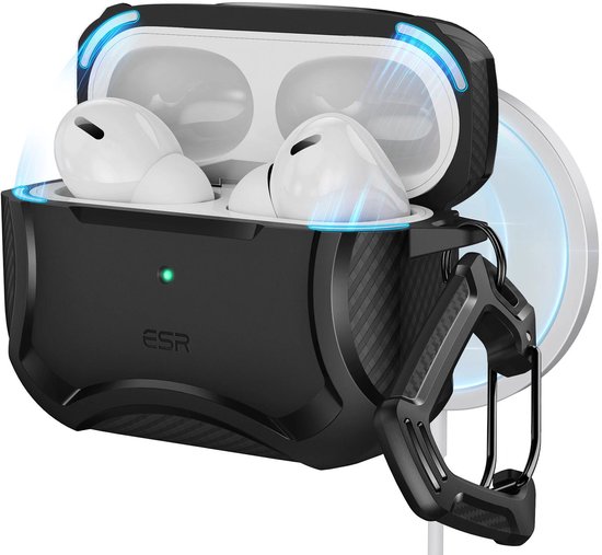 ESR Cyber Armor HaloLock Hoesje MagSafe Zwart Geschikt voor Apple AirPods Pro
