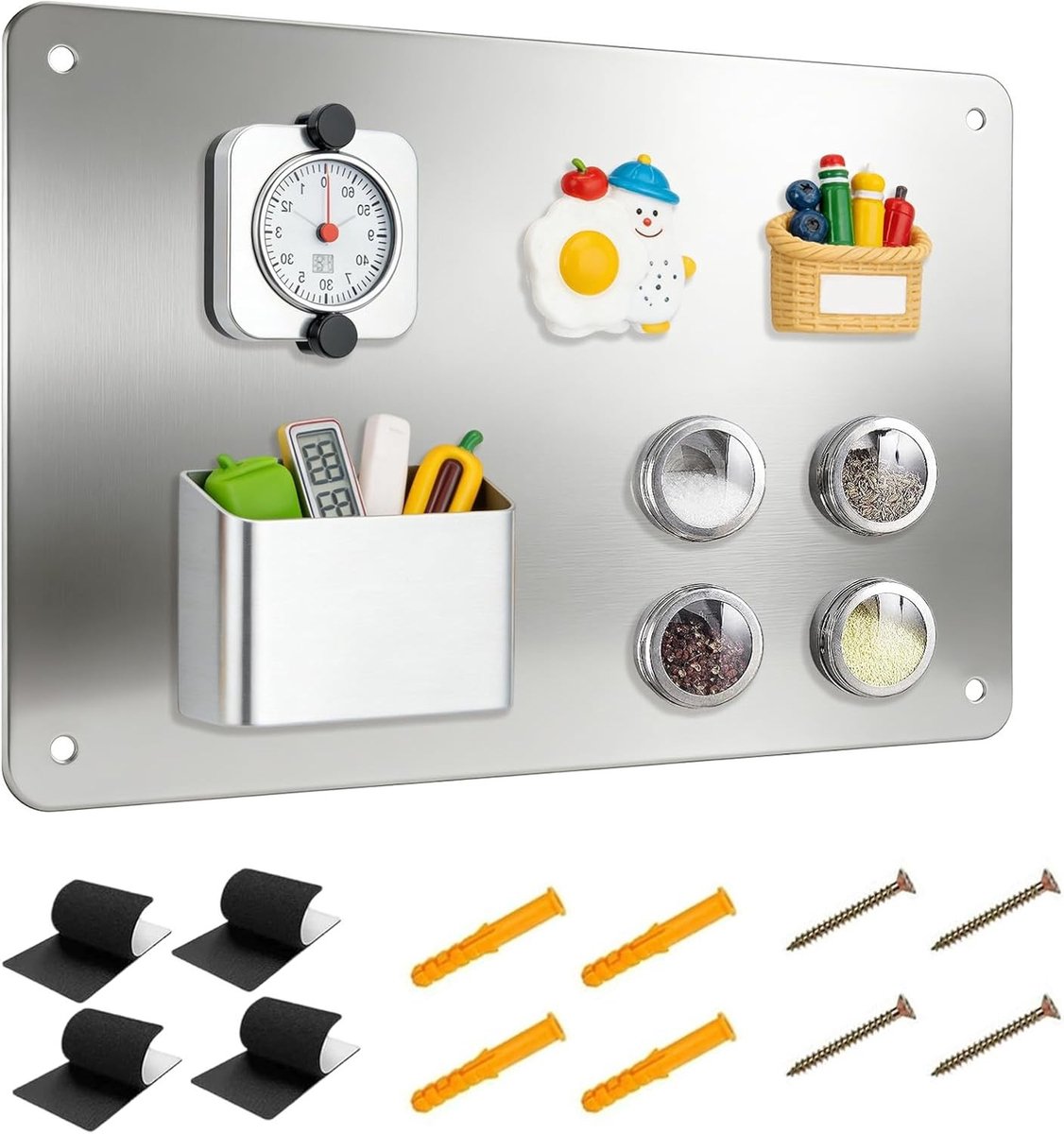 Magneetbord van metaal, 43 x 30 cm, magnetisch prikbord voor foto's, notities en reismagneten, ideaal voor kantoor en keuken, wanddecoratie en organisatie