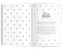 Open boek met tekst "Lieve papa, ik ben zo nieuwsgierig..." en uitleg over het boek
