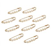 Goudkleurig wit spelden veiligheidsspelden set met parel decoratie dames broche spelden 10 stuks voor kleding sjaal en accessoires elegante sluitspelden met kralen