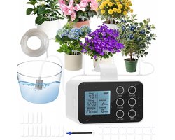 Irrigatieset - Slimme Druppelirrigatie - 2000mAh Dubbele Voeding & 15 Planten - USB-C & Timer - Met Filterbestendig systeem - Voor Balkon, Kas & Tuin