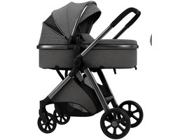 Luxe Multifunctionele 3-in-1 Combi Kinderwagen – Kwalitatieve Buggy – Opklapbare Wandelwagen – Donkergrijs – Incl. Autostoel
