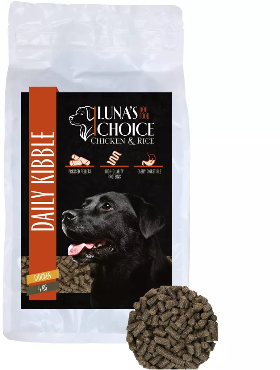 Luna’s Choice Adult Hondenvoer - 4 kg - Rund & Rijst - Geperste Brok - Hondenbrokken