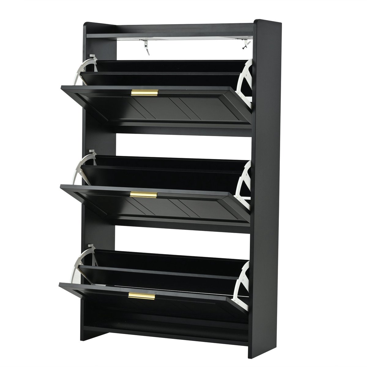 Lemlit Schoenenkast rek - 70x24x120 cm - 6 planken - Vouwdeur - Geschikt voor hallen entrees woonkamers en kantoren - Eenvoudige retrostijl - Zwart