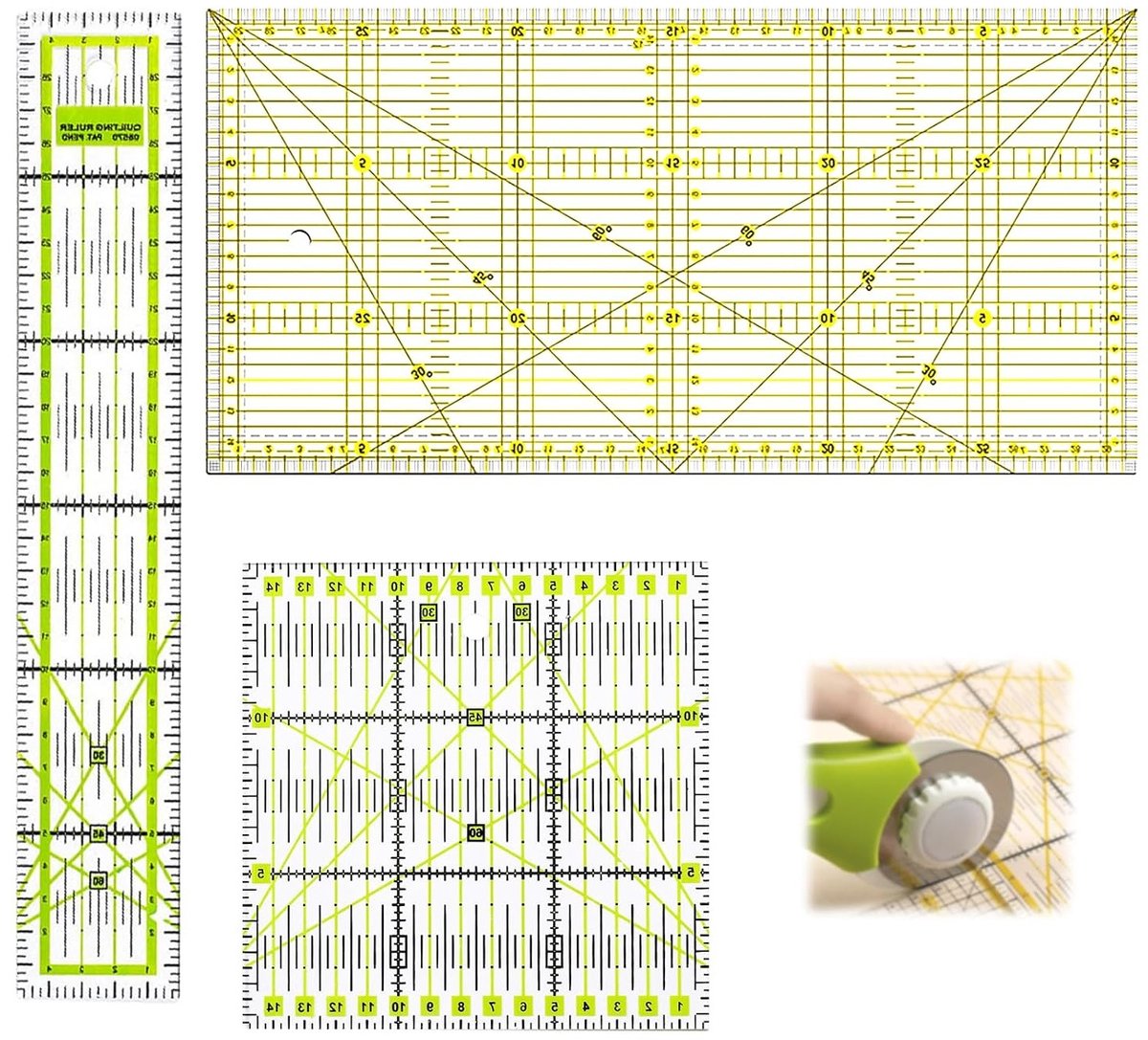 3-delige Patchwork Liniaal Set voor Quilten, 5x30cm, 15x15cm en 15x30cm met CM Schaal en Hoekfuncties voor Naaien en Quilten