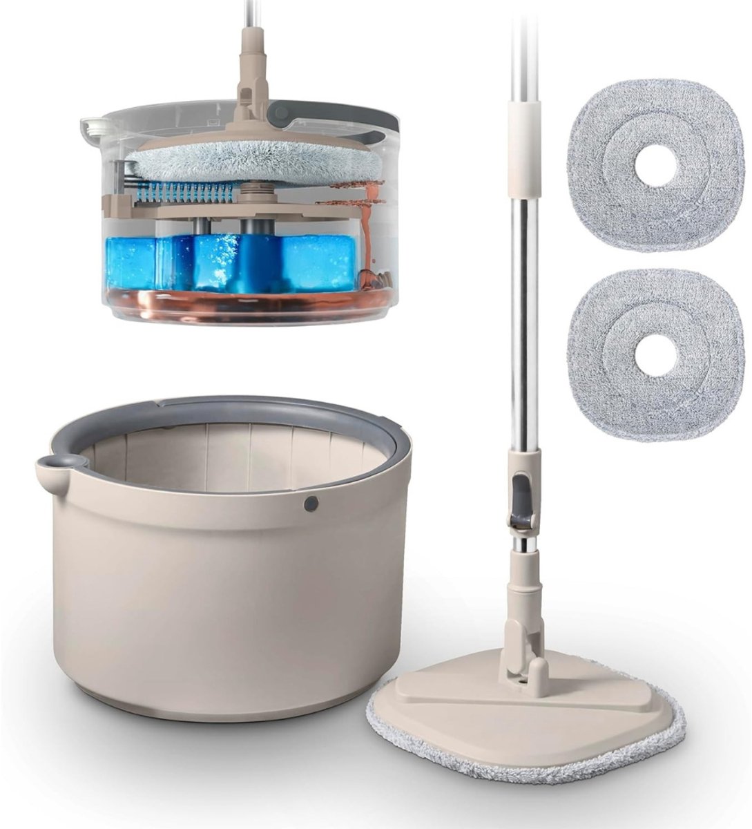Core® Elektrische Dweil - Dweil - Latte/Grijs - 33cm x 19cm x 31cm