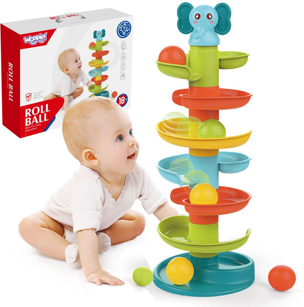 Woopie Baby Ballenbaan Spiraalset + 3 Ballen - UNI