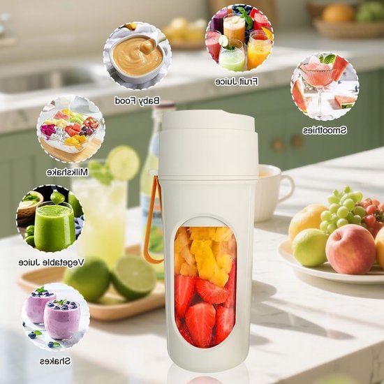 Krachtige Mini Smoothie Blender 450 ml - Draagbare Blender voor Smoothies, USB Oplaadbaar, Ideaal voor Thuis, Sport en Kantoor, BPA-vrij en Compact Ontwerp — afbeelding 5